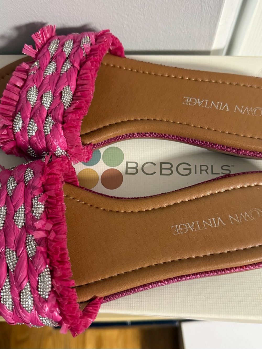 Pink Braided Slide Sandals